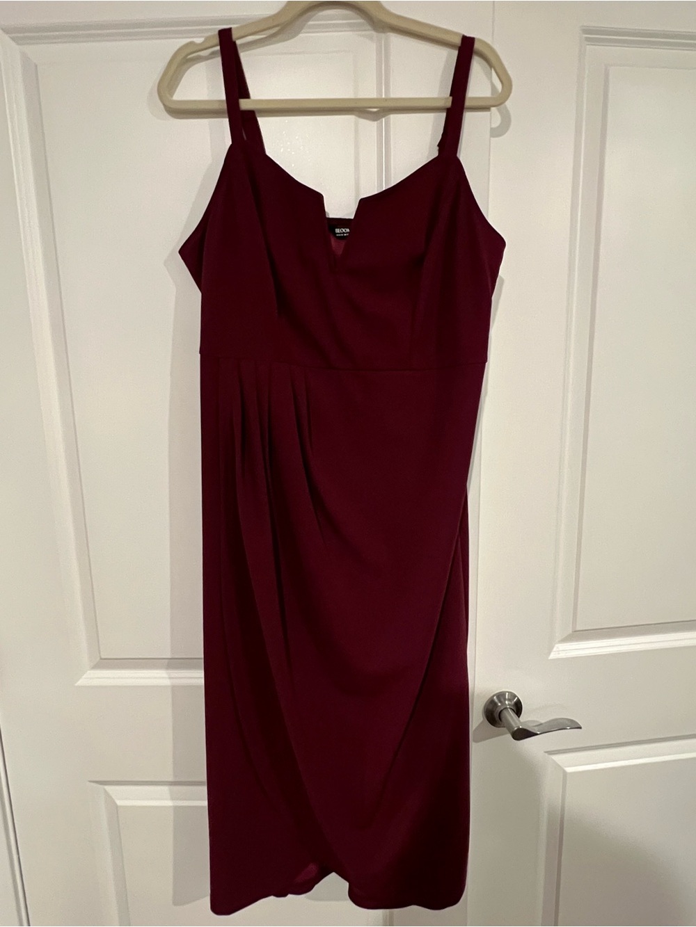 BloomChic Wine-Red Midi Slip Dress